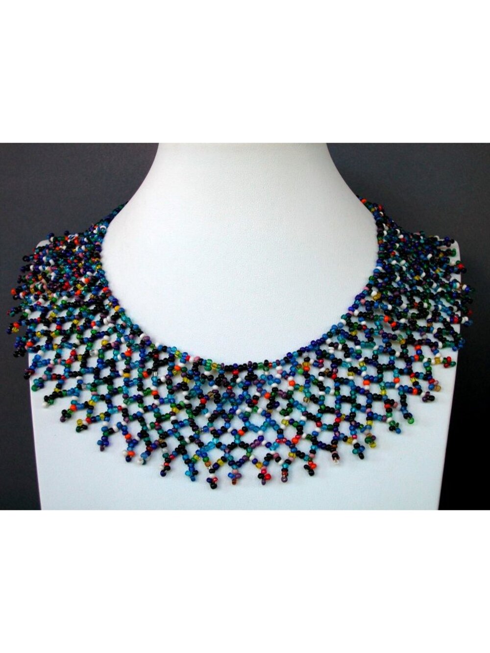 Multicolored Seed Bead Collar Necklace